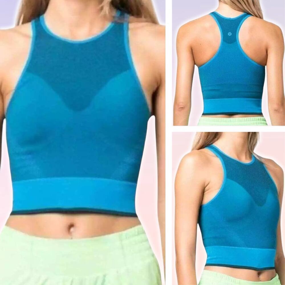 LULULEMON Seamless Mesh Supportive Training Tank Top Sz 4 Poolside